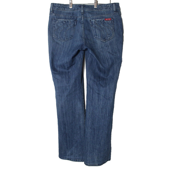 Women's Classic Flare Jeans by Seven 7 Size 10 (35x30) Stretch Denim Blue - Picture 2 of 6